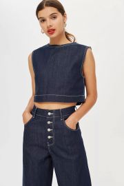 Cropped Denim Tank Top By Boutique at Topshop